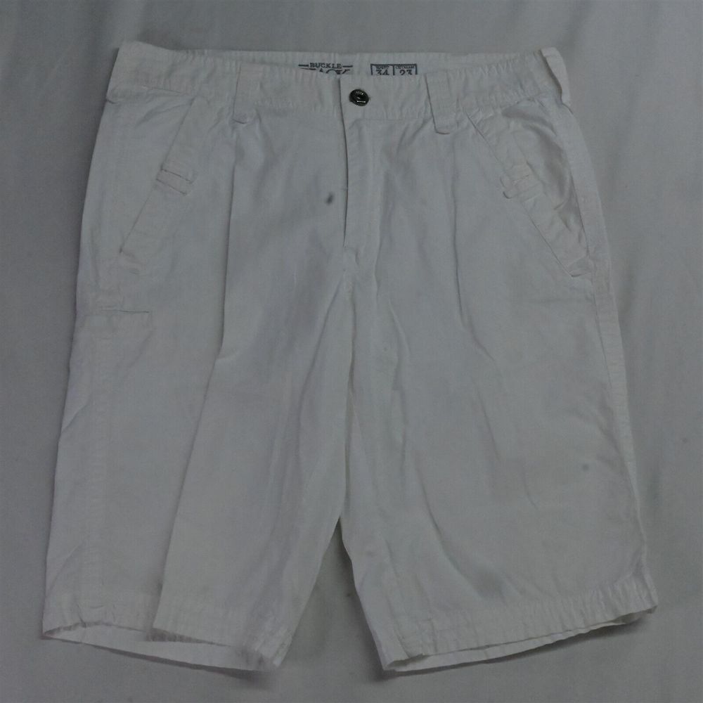 Buckle 34‎ x 23" White Slim Fit Side Pocket Chino Cargo Mens Shorts